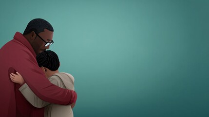Father provides a comforting hug to his child in a moment of tender love and support.