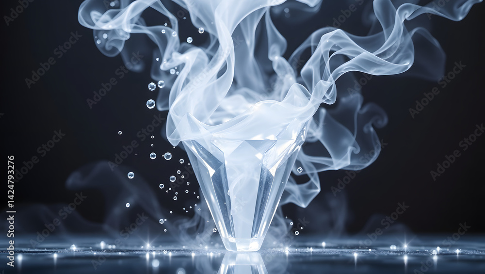 Poster mesmerizing crystal prism a meticulously rendered image of a dynamic, glowing crystal structure in w
