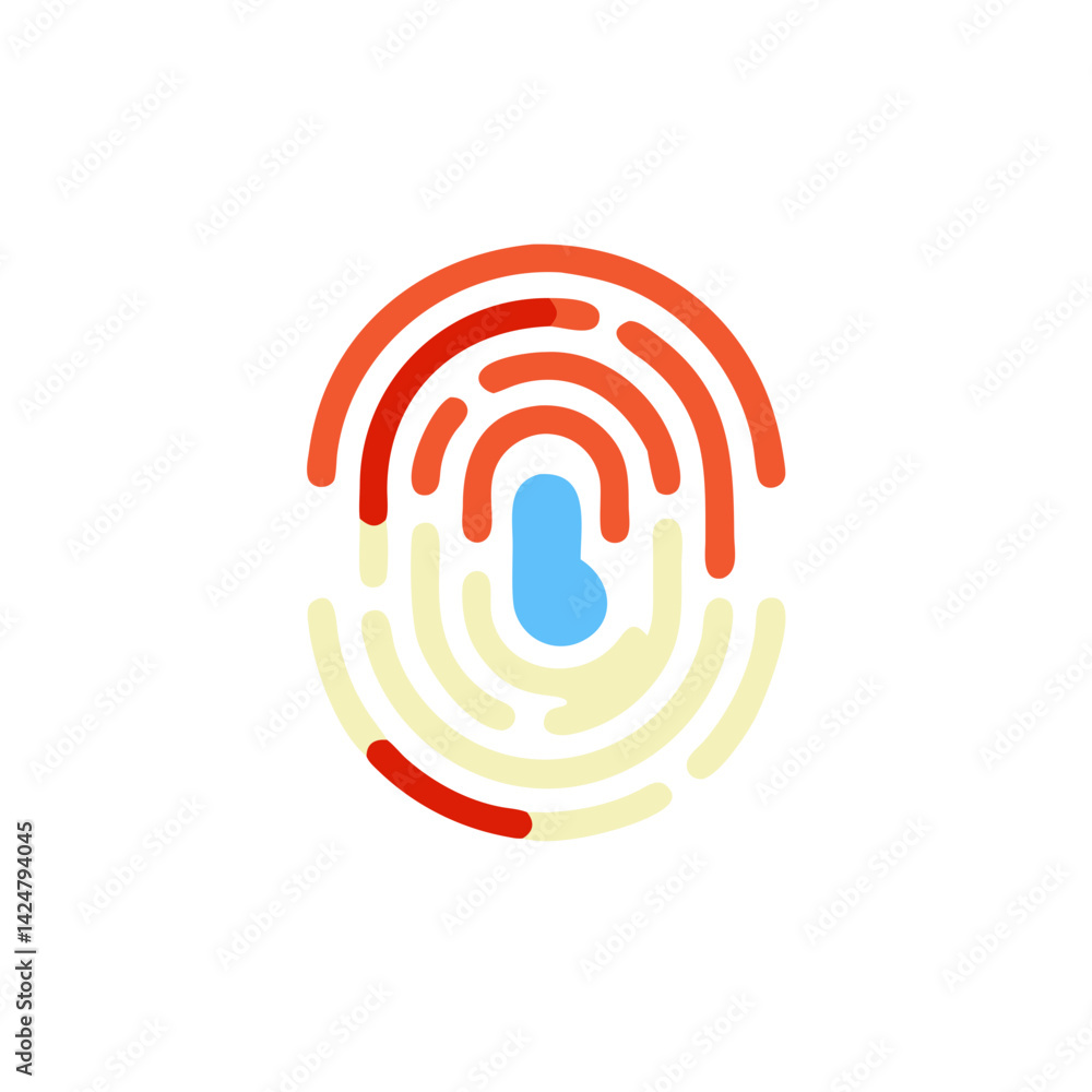 Aufkleber colorful fingerprint icon representing biometric security and identity verification systems