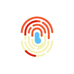 Colorful fingerprint icon representing biometric security and identity verification systems
