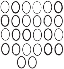 Decorative Scalloped Oval Borders and Frames for Card Making, Posters, Greeting Cards, Wedding Invitations, Scrapbooking, Paper Crafts. Black Vector Borders Set