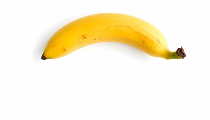 Yellow banana, ripe fruit, white background, realistic, high-resolution, product photography, clean lighting, minimalist, single object, smooth texture, glossy skin, curved shape