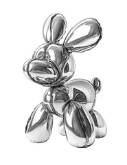 Silver inflatable ballon dog isolated