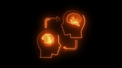 Glowing neon interaction icon isolated on black background. HD Video motion graphic animation