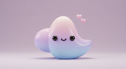 Pastel Kawaii Sound Wave Cartoon 3d Render with Soft Colors and Gradient Background Illustration