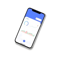Phone Display Showing Graphs and Charts 3D Style