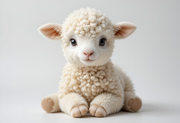 Fototapeta premium Young sheep looking at camera isolated on transparent background.