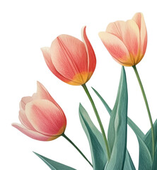 Fototapeta premium PNG Tulip flowers tulips illustration art.