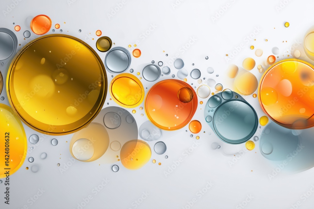 Poster colorful abstract background with oil drops and clean typography space for creative projects and des