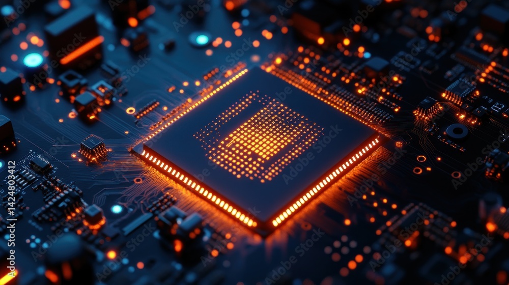 Poster illuminated microchip: a glimpse into the heart of modern technology