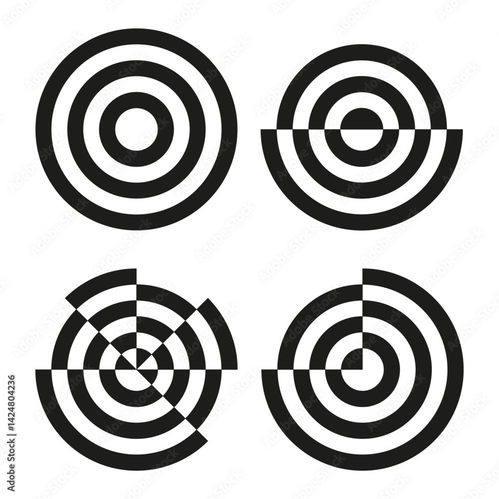 Poster target circle icon. radial division symbol. abstract round shape. vector graphic element.