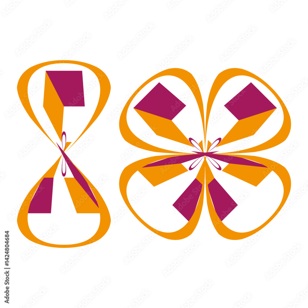 Poster geometric petal form. abstract flower structure. decorative vector shape. symmetric organic element.