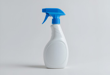 Modern Cleaning Spray Bottle on Minimalist Background,Isolated Transparent Spray Bottle Mockup on White Background,spray bottle on a clean surface. 