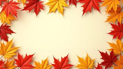  Autumn Leaf Border with Central Copy Space