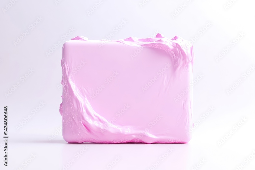 Poster pink rectangular object with sculpted, flowing surface