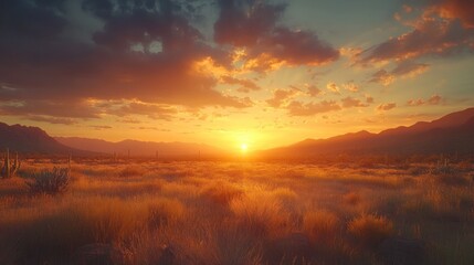 Fototapeta premium Majestic Desert Sunset: Arizona's Golden Hour