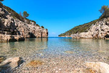 Stiniva bay with cliffs on island of Hvar near town of Jelsa
