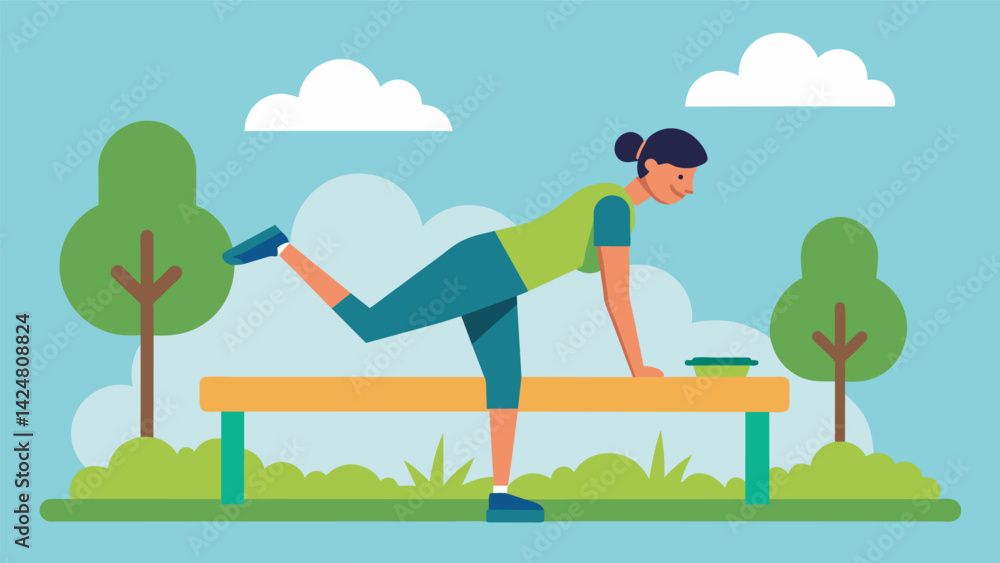 Aufkleber a person using a park bench for a series of planks using the bench as a raised surface to add an ext