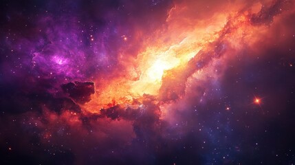 Fototapeta premium Vibrant Galactic Clouds with Bright Stars and Cosmic Colors