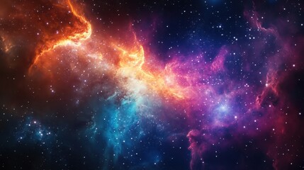 Fototapeta premium Vivid Colors of Space: A Stunning Cosmic Scene with Bright Stars and Nebulae