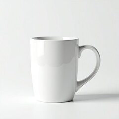 Obraz premium A simple, elegant white ceramic coffee mug on a light background.