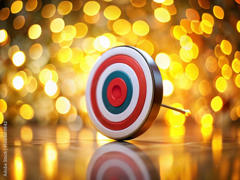 Poster 3d target symbol with beautiful bokeh background - abstract stock photo