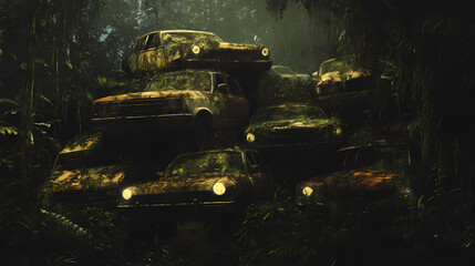 Fototapeta premium haunting pile cars