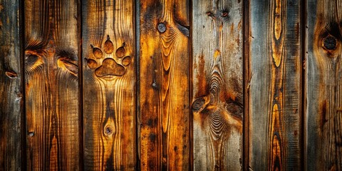 Abstract Architectural Cat Scratch Marks on Rustic Wood Wall - Grunge Texture Background