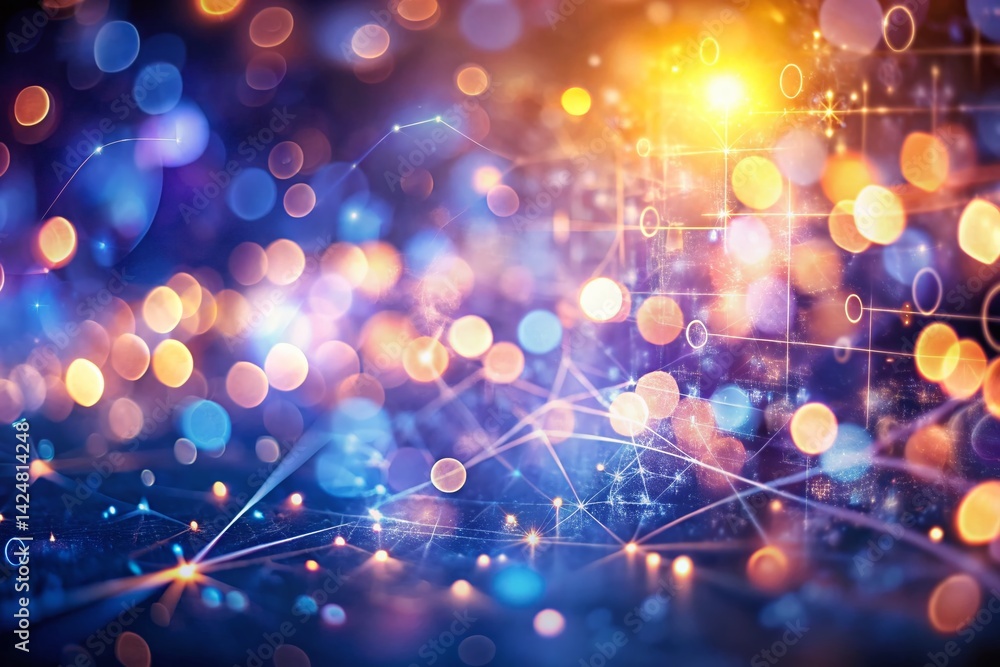Poster abstract bokeh background with complex mathematical formula, science, education, technology