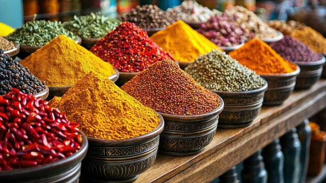Vibrant Spices in a Traditional Market