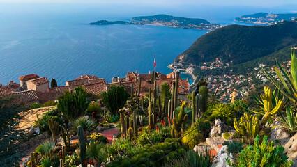 Exotic garden Jardin Exotique d'Eze in the village of Eze Provence, Alps, Cote d'Azur France February 27, 2025