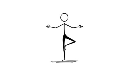 Stickman practicing yoga tree pose