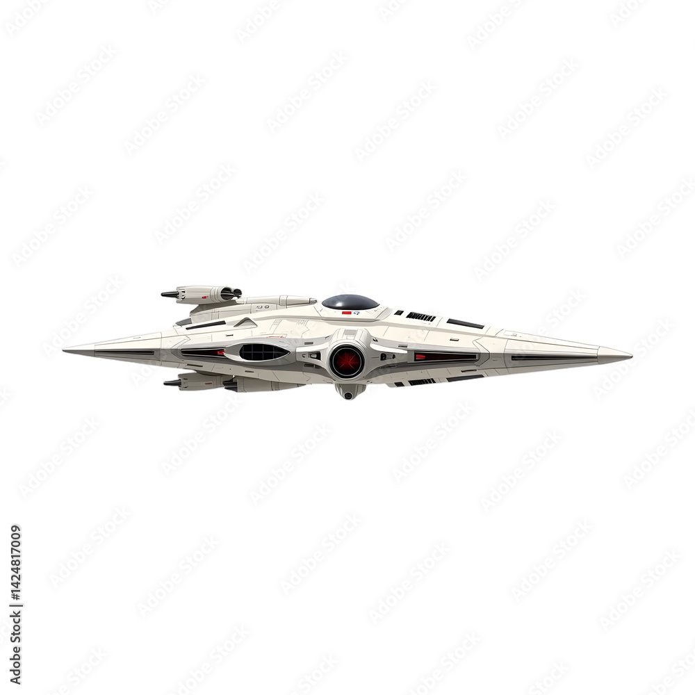 Aufkleber sleek spaceship design in 3d, a futuristic vehicle for space exploration. rendered on plain white. t