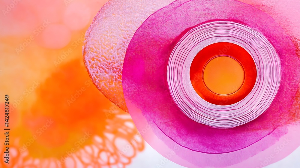 Poster abstract circles composition with layered vibrant hues and soft textures