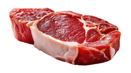 Fresh Raw Meat: A close-up of raw meat slices with their deep red color and marbling, revealing a freshness and quality that's immediately appealing, enticing any audience.
