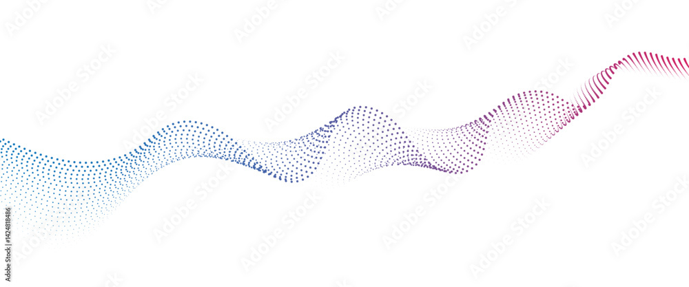 Fototapete flowing dot wave halftone gradient pattern on transparent background