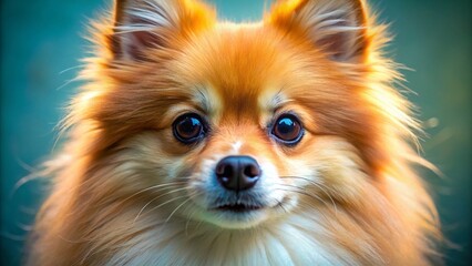 Fototapeta premium Adorable Fluffy Pomeranian Puppy Close-Up Macro Shot