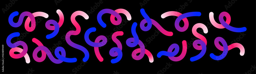 Canvas Prints abstract wavy gradient lines with playful squiggle shapes, colorful ribbon elements, geometric doodl