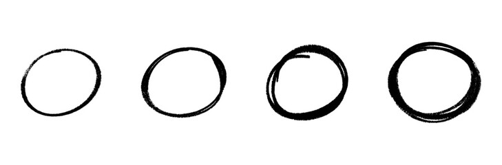 Hand drawn scribble circles set. Sketch line pencil elements collection. Vector isolated illustration