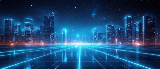 Neon Cityscape: Futuristic Metropolis at Night