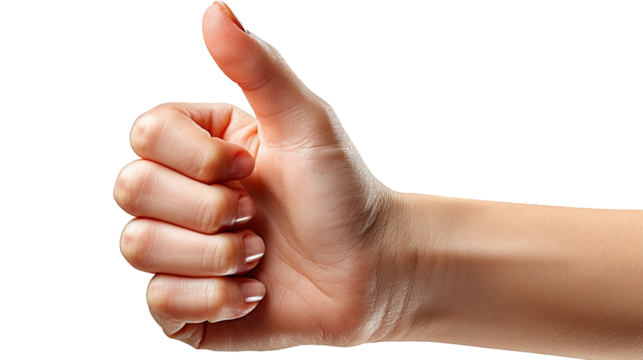 Thumbs Up: A close-up shot of a hand gestures a thumbs up, emphasizing agreement, approval, or a positive sentiment. The perfect image to convey positivity and satisfaction.