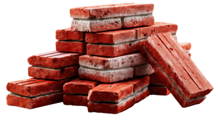 Bricks of Strength: A detailed view showcasing a stack of weathered red bricks. capturing the essence of construction, architecture, and the enduring appeal of classic building materials.
