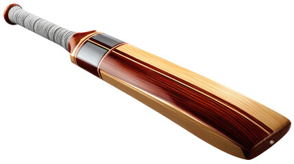 Naklejka premium Cricket Bat: A detailed shot of a cricket bat. The wooden blade, crafted from high-quality materials, showcases expert craftsmanship, poised for the sport.