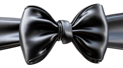 Elegant Bow Tie: A close-up view of a black bow tie showcases its intricate folds and lustrous texture, embodying sophistication and classic style. 