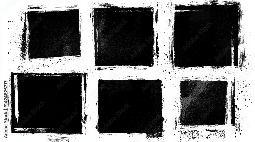 Leinwandbilder rough edge black rectangles with grunge square frames for creative design projects and artistic coll