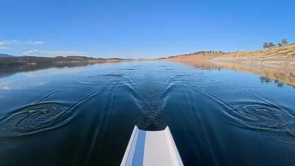 winter rowing on calm Carter Lake in Colorado - POV rower perspective