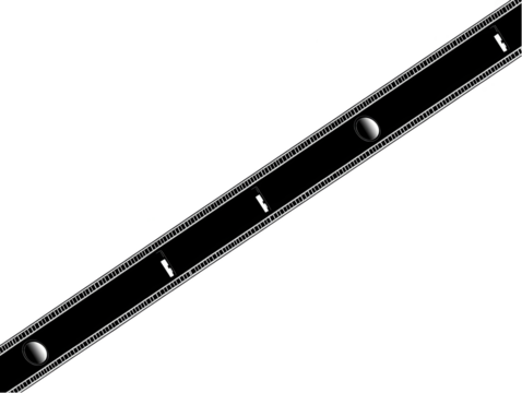 Abstract 3D Illustration Of White Lines and Spheres On Diagonal Black Background