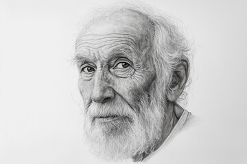portrait sketch of an old man with a beard