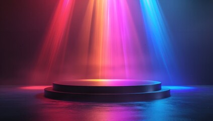 Neon Stage with Colorful Lighting