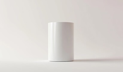 White cylindrical can mockup on white background.